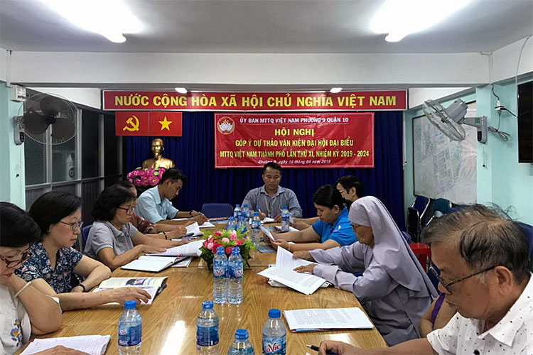 Image: Phường 9 quận 10 tổ chức Hội nghị lấy ý kiến đóng góp vào Dự thảo văn kiện trình Đại hội đại biểu MTTQ Việt NamTp. Hồ CHí Minh lần thứ XI, nhiệm kỳ 2019 - 2024
